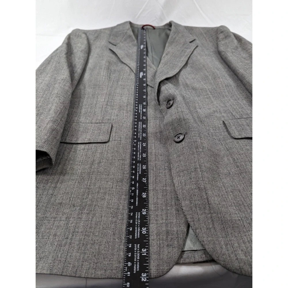 Hart Schaffner‎ Marx Wool Blazer Suit Jacket Gray Subtle Glenn Check  44R EUC